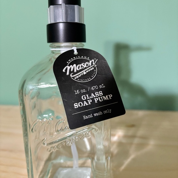 NWT Mason Glass Soap Dispenser! Americana Mason Brand 16oz - Picture 5 of 5